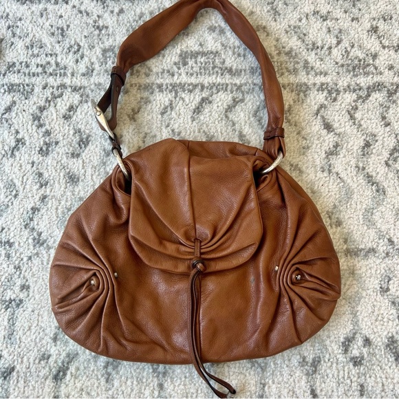 YSL Yves Saint Laurent Mamounia Sac Brown Leather Shoulder Pleated Hobo Bag - Picture 17 of 17